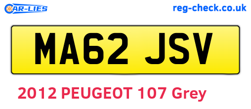 MA62JSV are the vehicle registration plates.
