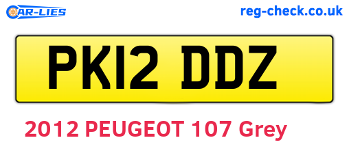PK12DDZ are the vehicle registration plates.