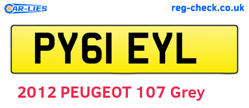 PY61EYL are the vehicle registration plates.