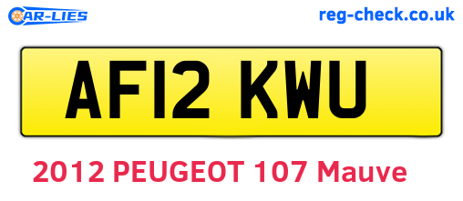 AF12KWU are the vehicle registration plates.