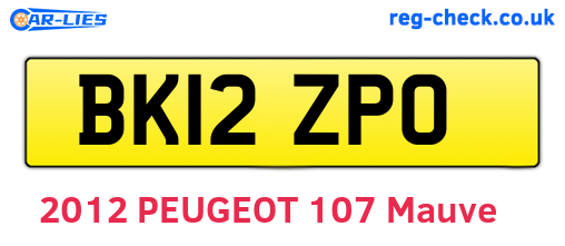 BK12ZPO are the vehicle registration plates.