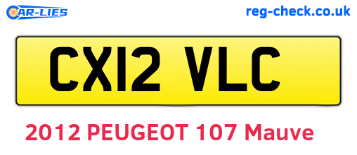 CX12VLC are the vehicle registration plates.