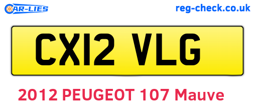 CX12VLG are the vehicle registration plates.