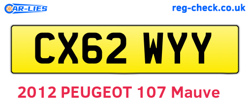 CX62WYY are the vehicle registration plates.