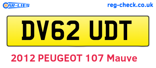 DV62UDT are the vehicle registration plates.