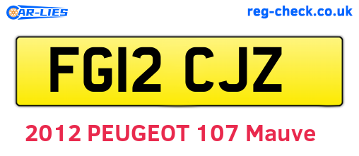 FG12CJZ are the vehicle registration plates.