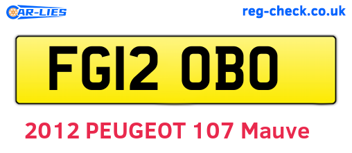 FG12OBO are the vehicle registration plates.