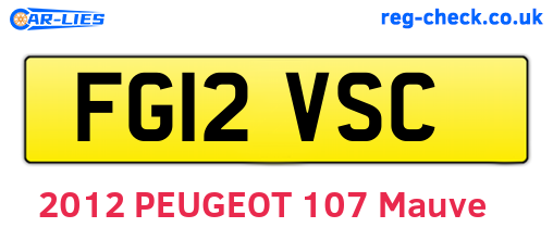 FG12VSC are the vehicle registration plates.