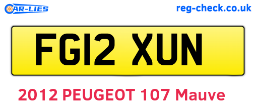 FG12XUN are the vehicle registration plates.