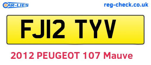 FJ12TYV are the vehicle registration plates.