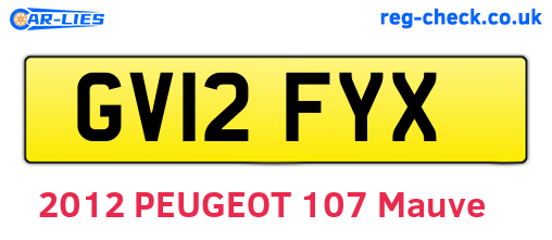 GV12FYX are the vehicle registration plates.