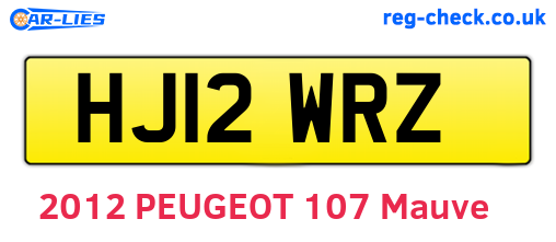 HJ12WRZ are the vehicle registration plates.