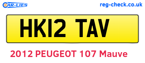 HK12TAV are the vehicle registration plates.