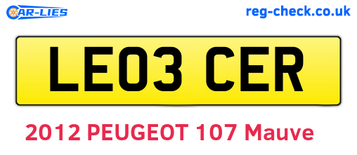 LE03CER are the vehicle registration plates.