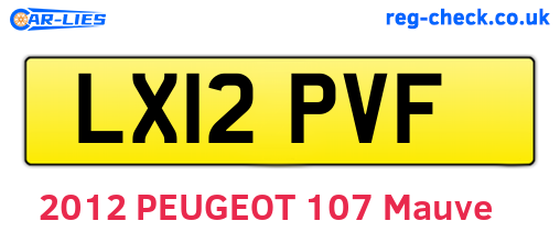 LX12PVF are the vehicle registration plates.