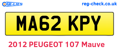 MA62KPY are the vehicle registration plates.