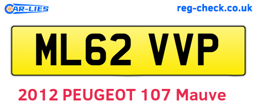 ML62VVP are the vehicle registration plates.
