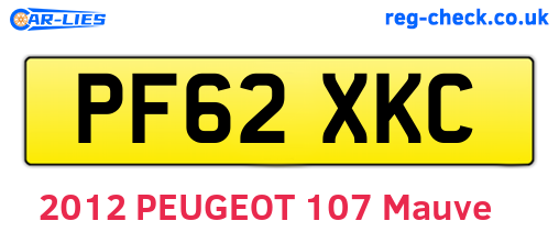 PF62XKC are the vehicle registration plates.