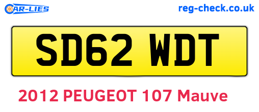 SD62WDT are the vehicle registration plates.