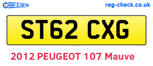 ST62CXG are the vehicle registration plates.