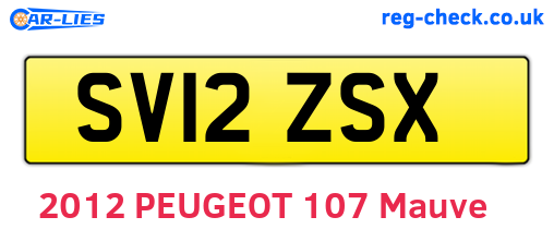 SV12ZSX are the vehicle registration plates.