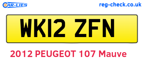 WK12ZFN are the vehicle registration plates.