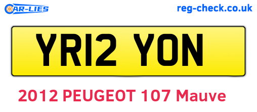YR12YON are the vehicle registration plates.