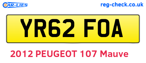 YR62FOA are the vehicle registration plates.