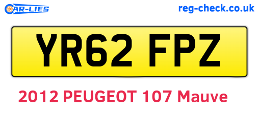 YR62FPZ are the vehicle registration plates.