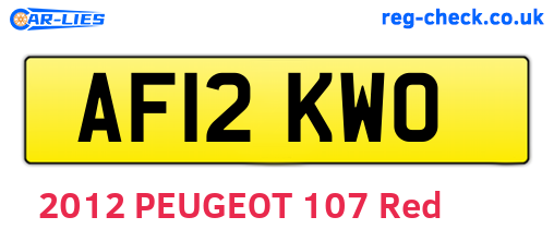 AF12KWO are the vehicle registration plates.