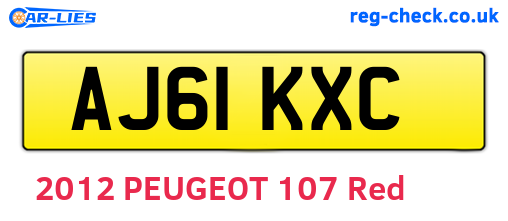 AJ61KXC are the vehicle registration plates.