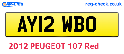 AY12WBO are the vehicle registration plates.