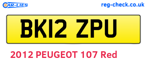 BK12ZPU are the vehicle registration plates.