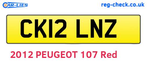 CK12LNZ are the vehicle registration plates.