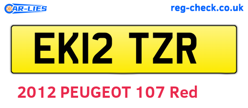 EK12TZR are the vehicle registration plates.