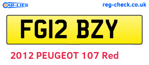 FG12BZY are the vehicle registration plates.