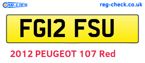 FG12FSU are the vehicle registration plates.