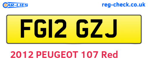 FG12GZJ are the vehicle registration plates.