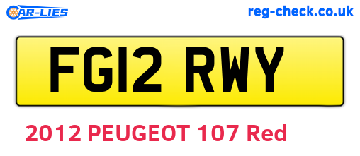 FG12RWY are the vehicle registration plates.