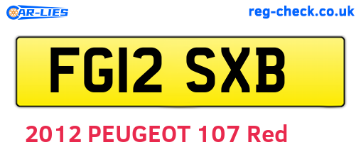 FG12SXB are the vehicle registration plates.
