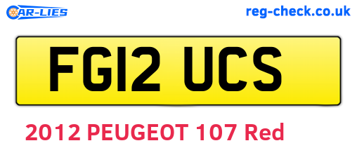 FG12UCS are the vehicle registration plates.