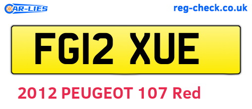 FG12XUE are the vehicle registration plates.