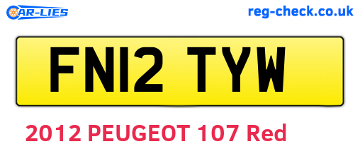 FN12TYW are the vehicle registration plates.