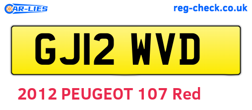 GJ12WVD are the vehicle registration plates.