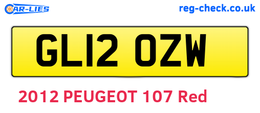 GL12OZW are the vehicle registration plates.