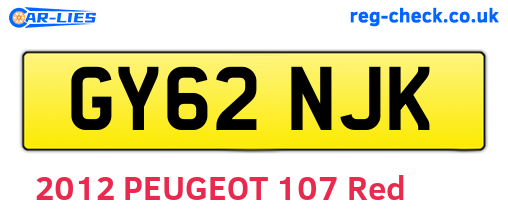 GY62NJK are the vehicle registration plates.