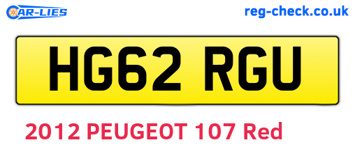 HG62RGU are the vehicle registration plates.