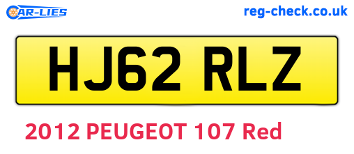 HJ62RLZ are the vehicle registration plates.