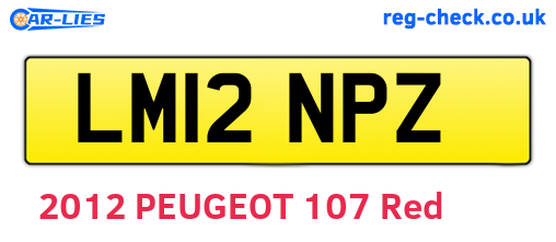 LM12NPZ are the vehicle registration plates.