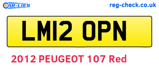 LM12OPN are the vehicle registration plates.